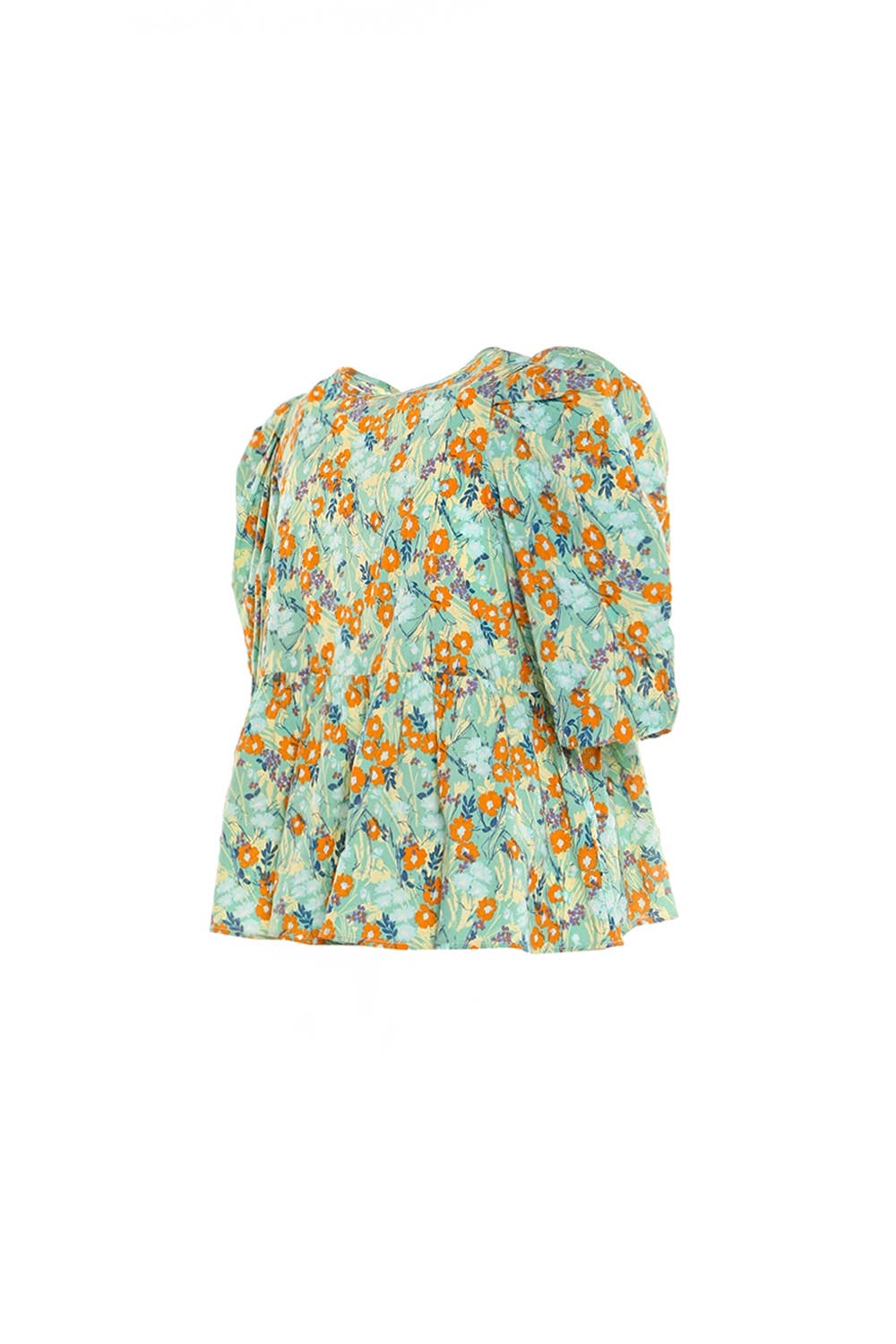 Floral Printed Puff Crop Flounce Top KE2086-L