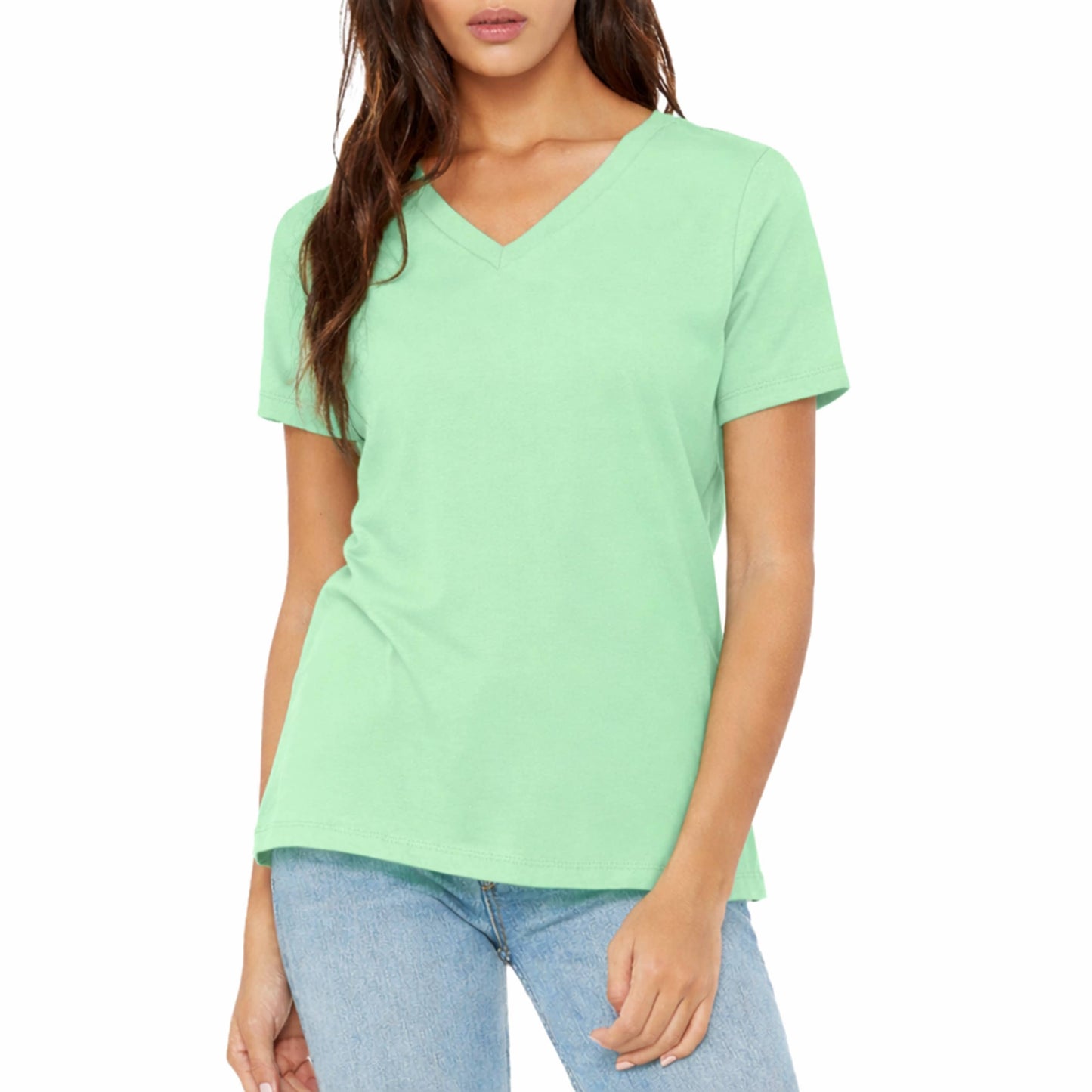 Women's Loose Fitting Premium Short Sleeve V-Neck Tees