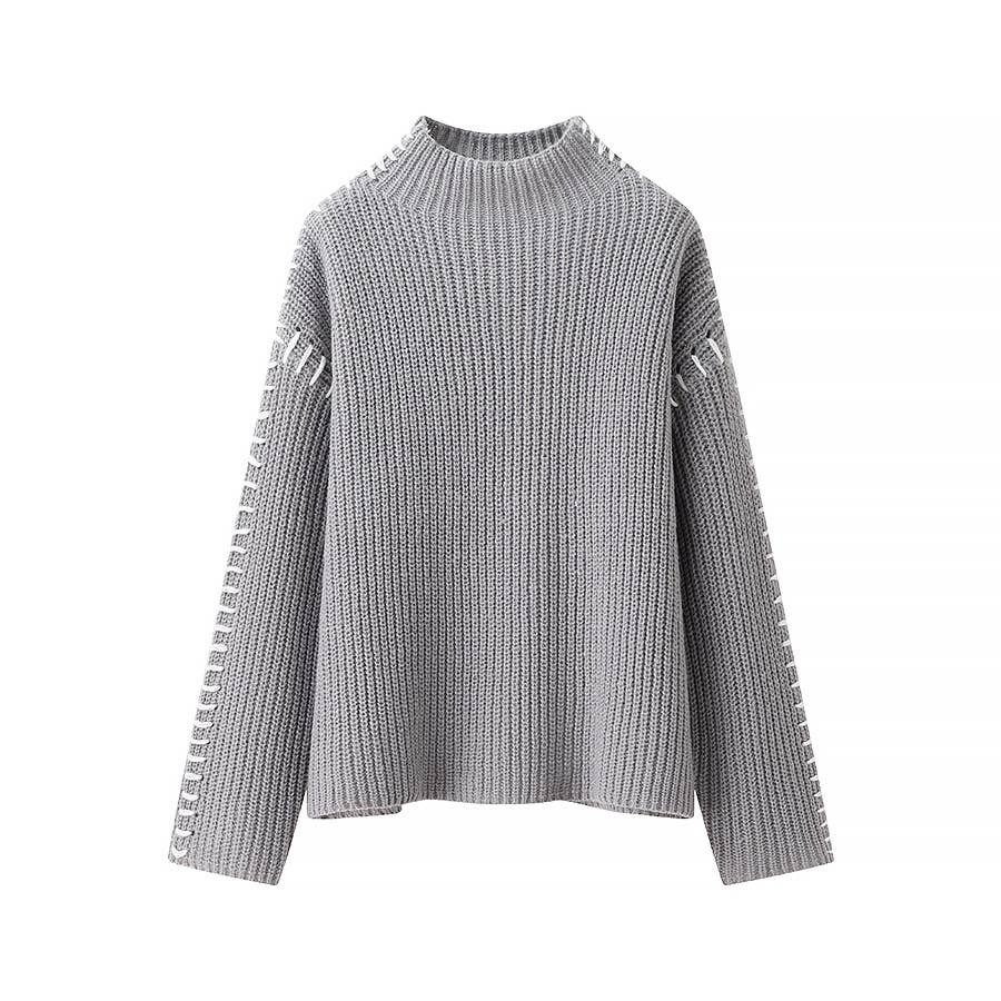 Stylish Long Sleeve Parisian Round-Neck Knitwear