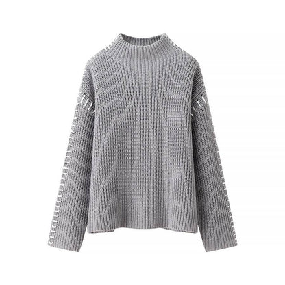 Stylish Long Sleeve Parisian Round-Neck Knitwear