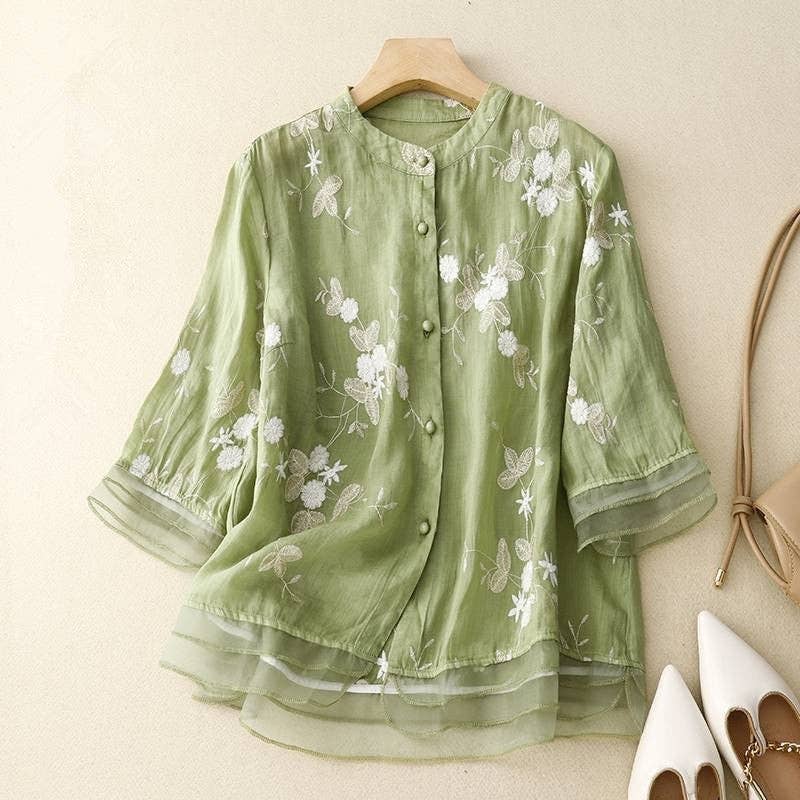 Chiffon Embroidered Shirt