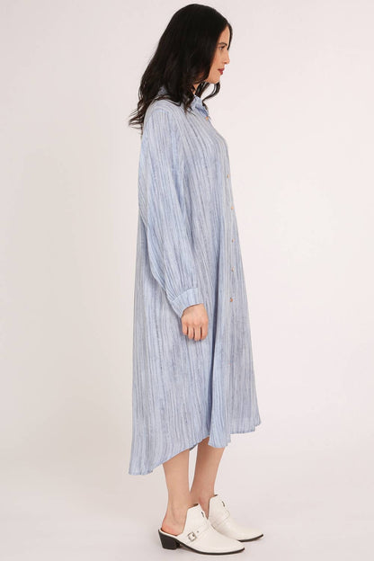 Linen Style A-Line Midi Shirt Dress QE3001-L