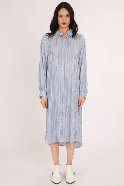 Linen Style A-Line Midi Shirt Dress QE3001-L