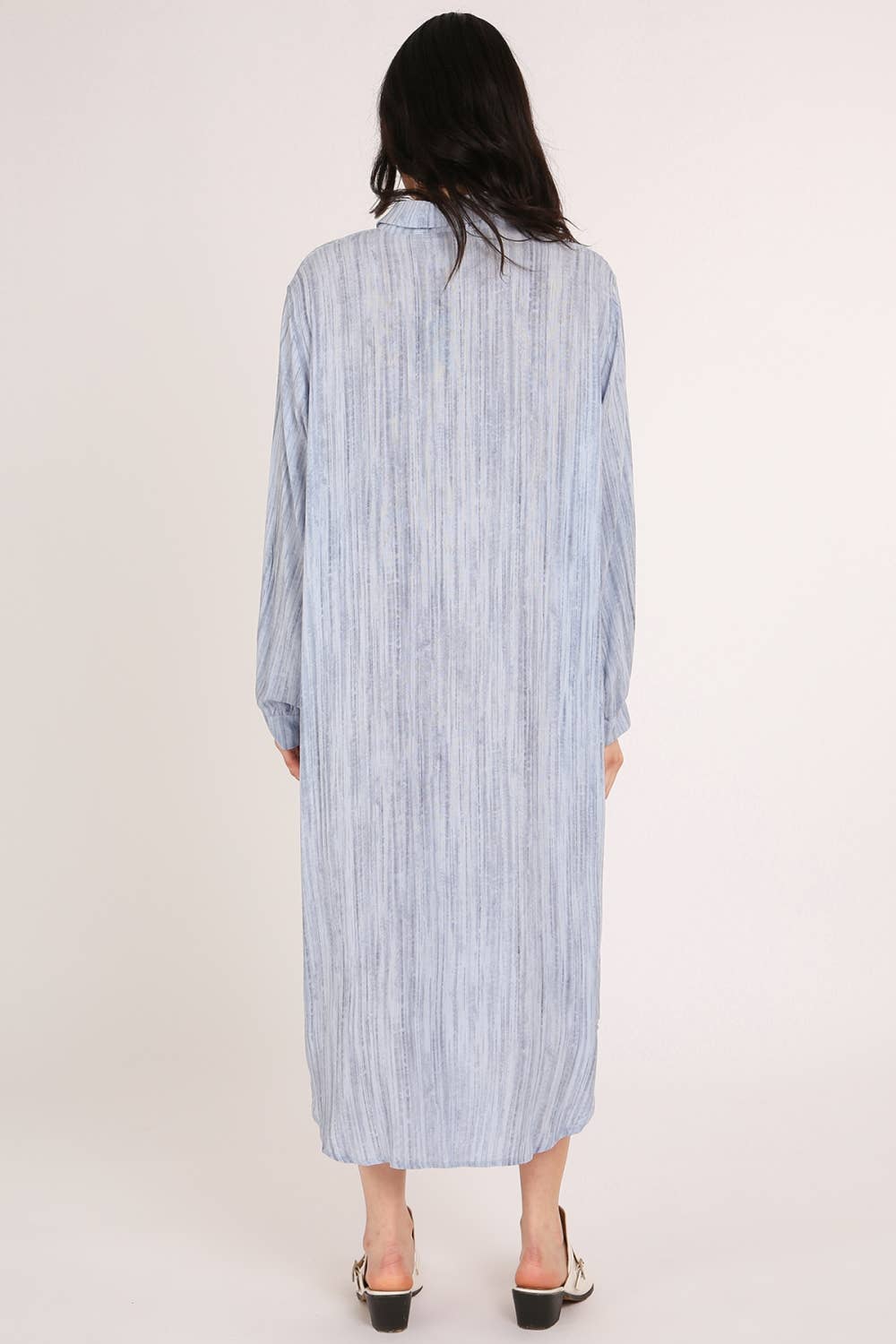 Linen Style A-Line Midi Shirt Dress QE3001-L