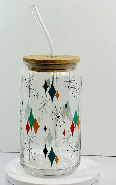 MCM Atomic Diamond Glass with Bamboo Lid and Straw