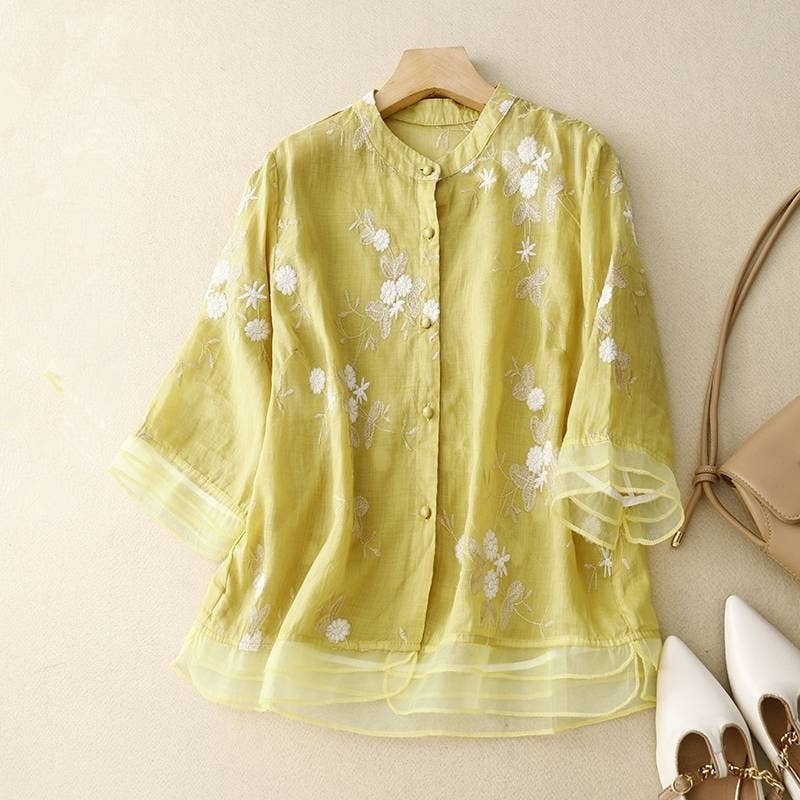 Chiffon Embroidered Shirt