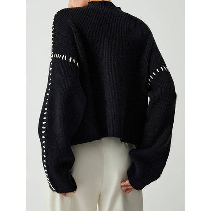 Stylish Long Sleeve Parisian Round-Neck Knitwear