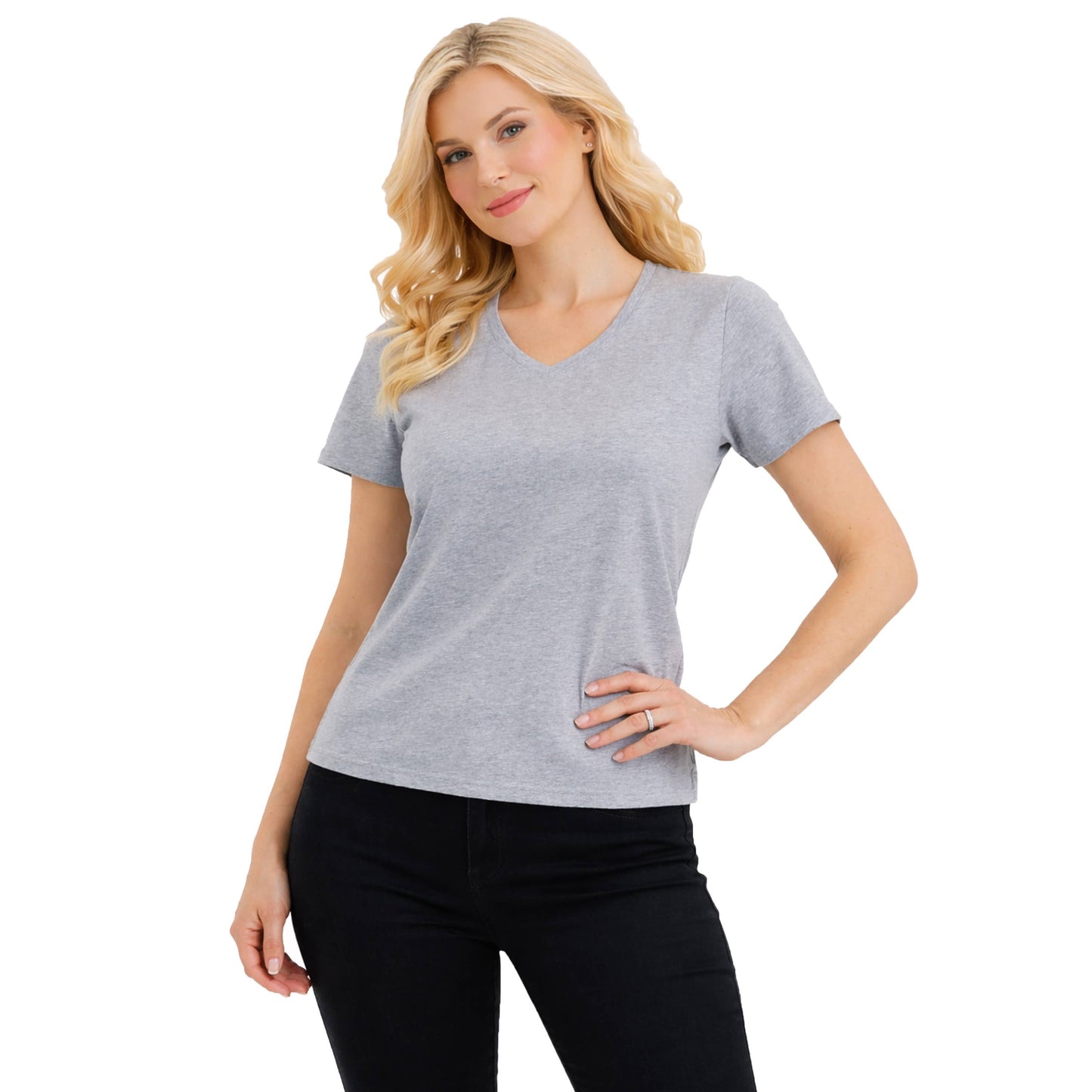 Women's Relaxed Fit Short Sleeve Cotton V-Neck Tees