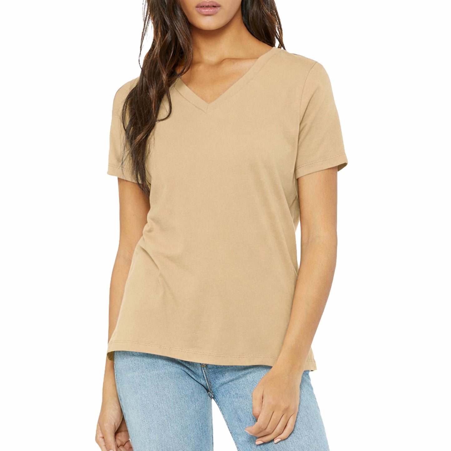 Women's Loose Fitting Premium Short Sleeve V-Neck Tees