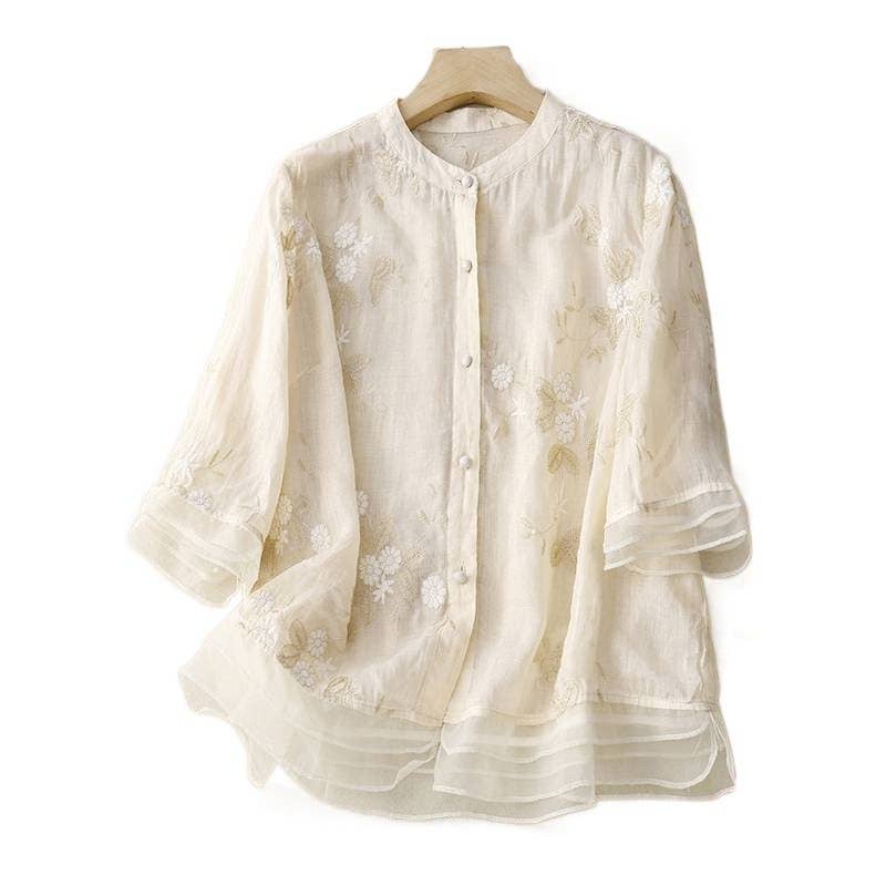 Chiffon Embroidered Shirt