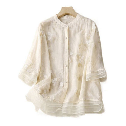 Chiffon Embroidered Shirt