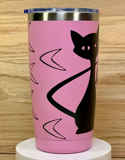 MCM Atomic Bettie Cat Boomerang 20oz Travel Mug - Pink