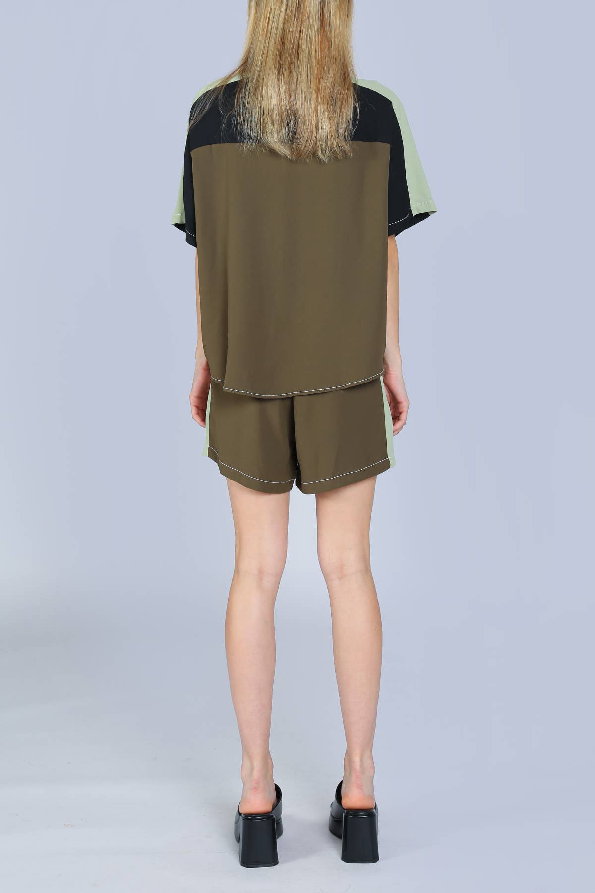 Contrast Stitch Color Blocked Shirt & Shorts Sets
KJ6007