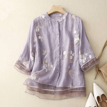 Chiffon Embroidered Shirt