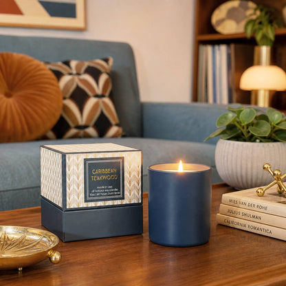 Blue Caribbean Teakwood Candle