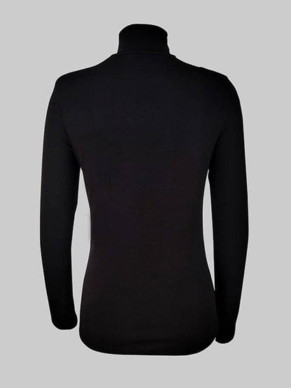 Long Sleeves Skinny Mesh Solid Color High Neck T-Shirts Tops