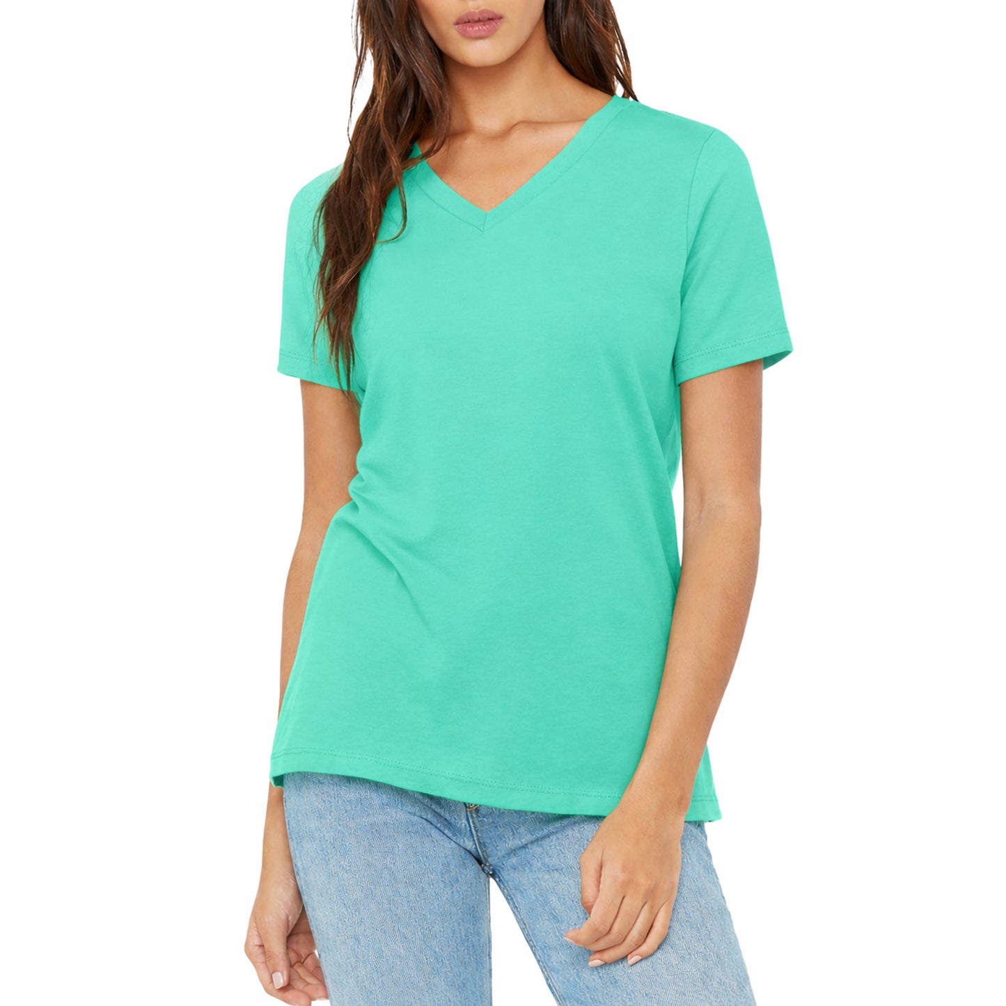 Women's Loose Fitting Premium Short Sleeve V-Neck Tees
