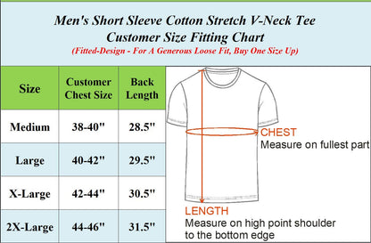 Men's Short Sleeve V-Neck Cotton Stretch Tees