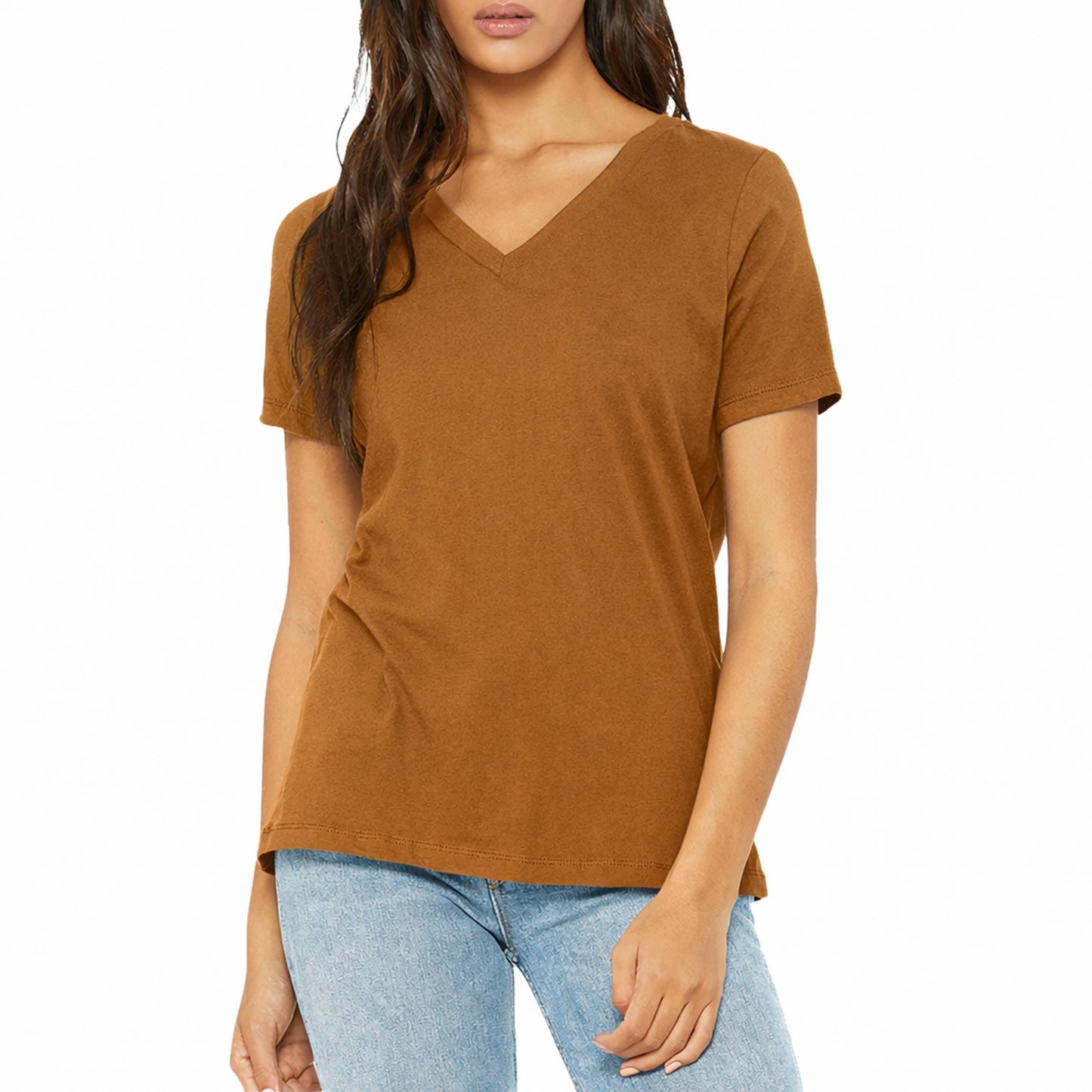 Women's Loose Fitting Premium Short Sleeve V-Neck Tees